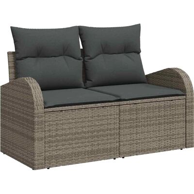 vidaXL Gartensofa 2-Sitzer Grau Poliratán mit Kissen vidaXL Gartensofa 2-Sitzer Grau Poliratán mit Kissen