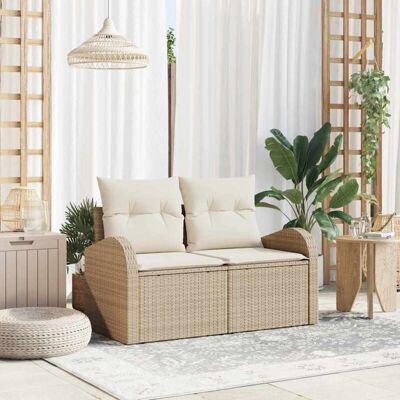Vidaxl Gartensofa 2-Sitzer Beiget Poliratán - Gartenmöbel Vidaxl Gartensofa 2-Sitzer Beiget Poliratán - Gartenmöbel