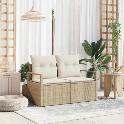 Vidaxl Gartensofa 2-Sitzer Stauraum Beige - Gartenmöbel Vidaxl Gartensofa 2-Sitzer Stauraum Beige - Gartenmöbel