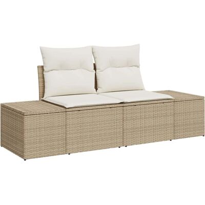 vidaXL Gartensofa 2-Sitzer Beige Stauraum Kissen - Gartenmöbel vidaXL Gartensofa 2-Sitzer Beige Stauraum Kissen - Gartenmöbel