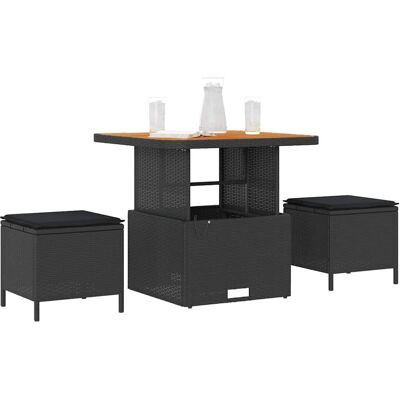 VidaXl Tuin Eettafel Set - Polyester Rattan Acacia - 3 Stuks VidaXl Tuin Eettafel Set - Polyester Rattan Acacia - 3 Stuks