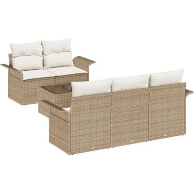 Vidaxl Gartensofagarnitur - Langlebiges Polyrattan, 6 Stück, Beige Vidaxl Gartensofagarnitur - Langlebiges Polyrattan, 6 Stück, Beige