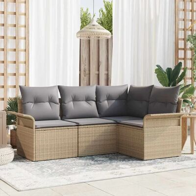 Vidaxl Gartensofaset - 4-teilig Beig Poliratán Modern Lounge Vidaxl Gartensofaset - 4-teilig Beig Poliratán Modern Lounge