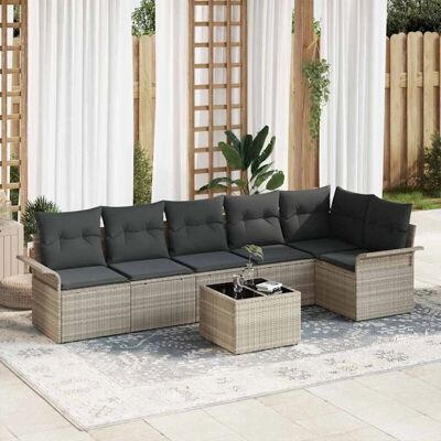 Vidaxl Garten 7-teiliges Grau Polyrattan Gartensitzgruppe Vidaxl Garten 7-teiliges Grau Polyrattan Gartensitzgruppe