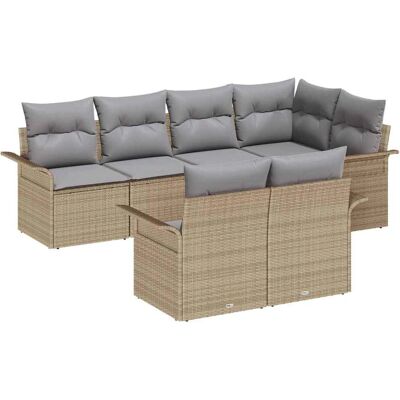 Beige Garden Sofa Set - 7-Piece Outdoor Rattan Furniture Beige Garden Sofa Set - 7-Piece Outdoor Rattan Furniture