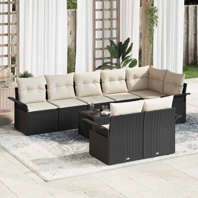 Vidaxl Gartensofa-Set - Schwarz und Creme, 8 Sitze, Modular - Gartenmöbel Vidaxl Gartensofa-Set - Schwarz und Creme, 8 Sitze, Modular - Gartenmöbel