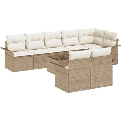 Vidaxl Garden Sofa Set - Modular Beige Rattan - 9 Pieces Vidaxl Garden Sofa Set - Modular Beige Rattan - 9 Pieces
