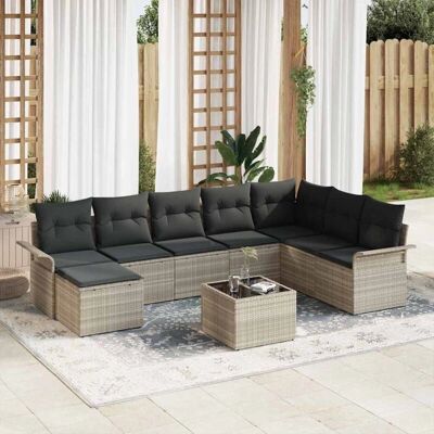 Vidaxl Gartensofa-Set - Modern Außen 9-Teile Grau Rattan Vidaxl Gartensofa-Set - Modern Außen 9-Teile Grau Rattan
