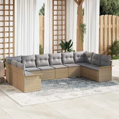 Vidaxl Gartensofa-Set - 10 Stück Kunststoff-Rattanfaser Vidaxl Gartensofa-Set - 10 Stück Kunststoff-Rattanfaser