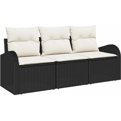 Vidaxl Gartensofa-Set - Schwarz, 3-teilig, Modern Vidaxl Gartensofa-Set - Schwarz, 3-teilig, Modern