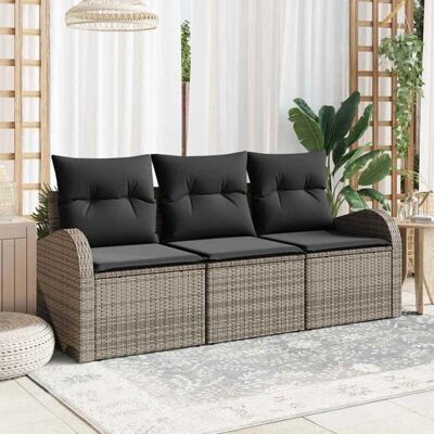 Vidaxl Gartensofa-Set - Grau, 3-teilig, Gartenmöbel Vidaxl Gartensofa-Set - Grau, 3-teilig, Gartenmöbel