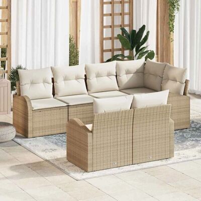 Generic - 7pc Beige Outdoor Set - Rattan naturel Generic - 7pc Beige Outdoor Set - Rattan naturel