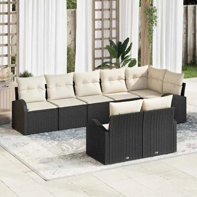 Vidaxl Gartensofaset - 8-teiliges Schwarz Polyethylen Rattan Vidaxl Gartensofaset - 8-teiliges Schwarz Polyethylen Rattan