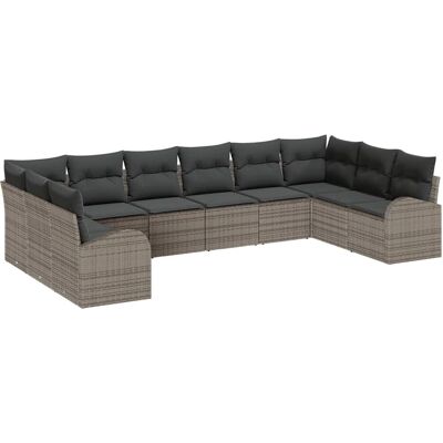 Tuinstoelenset 10 Stuks Grijs Poly Rattan - Buitenmeubilair Tuinstoelenset 10 Stuks Grijs Poly Rattan - Buitenmeubilair