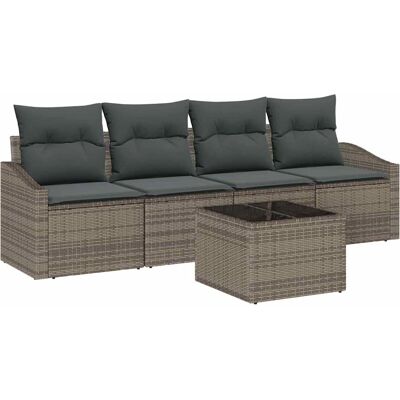 VidaXL Gartensofa-Set 5 Stück Grau Synthetischer Rattan - Gartensofaset VidaXL Gartensofa-Set 5 Stück Grau Synthetischer Rattan - Gartensofaset