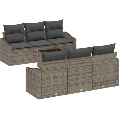 Geniales Gartensofa-Set - 7 Stück, Grau Rattan - Gartenmöbel Geniales Gartensofa-Set - 7 Stück, Grau Rattan - Gartenmöbel