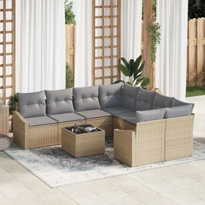 Vidaxl Gartensofa-Set - 9-teilig Beigener Synthetischer Rattan Modernes Design Vidaxl Gartensofa-Set - 9-teilig Beigener Synthetischer Rattan Modernes Design