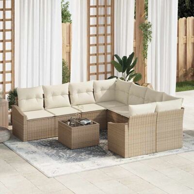 Vidaxl Gartensofa-Set - 9-teiliges Beige Rattanmöbel Vidaxl Gartensofa-Set - 9-teiliges Beige Rattanmöbel
