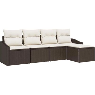 Vidaxl Brauner Polyrattan Gartensofa-Set - 5 Stück Vidaxl Brauner Polyrattan Gartensofa-Set - 5 Stück