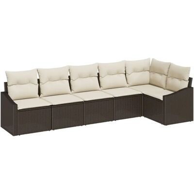 Vidaxl Gartensofagruppe - Modular 6 Teile mit Kissen in Braun Rattan Vidaxl Gartensofagruppe - Modular 6 Teile mit Kissen in Braun Rattan