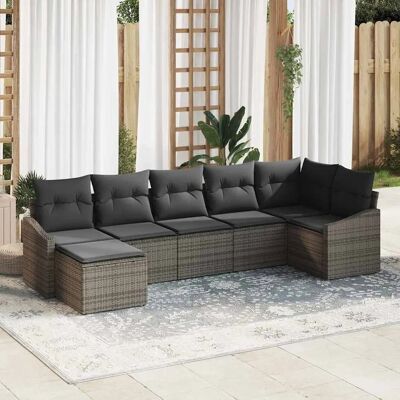 VidaXL Gartencouchtisch-Set - Modernes modulares Rattan-Set - 7 Teile VidaXL Gartencouchtisch-Set - Modernes modulares Rattan-Set - 7 Teile