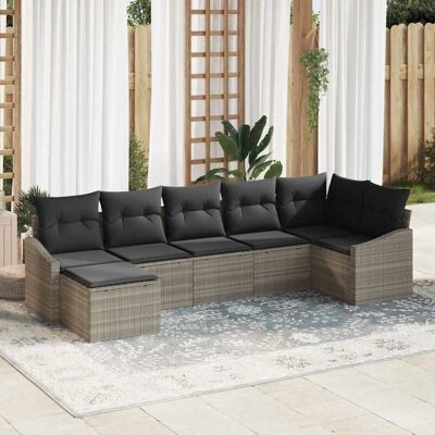 VidaXL Gartensofa-Set - 7 Stück, Modular, Wasser- und UV-beständig, Grau VidaXL Gartensofa-Set - 7 Stück, Modular, Wasser- und UV-beständig, Grau