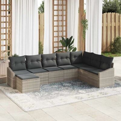 Vidaxl Gartencouch-Set - Hellgrau, 8 Stück, Flexibel L-Form, Outdoor Vidaxl Gartencouch-Set - Hellgrau, 8 Stück, Flexibel L-Form, Outdoor