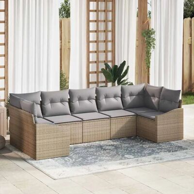 VIDAXL Gartenset 7-tlg Beige Rattan VIDAXL Gartenset 7-tlg Beige Rattan