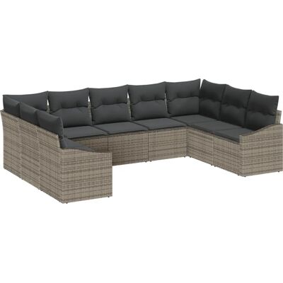 VidaXL Garten-Sofagarnitur 9-tlg. Grau Rattan VidaXL Garten-Sofagarnitur 9-tlg. Grau Rattan