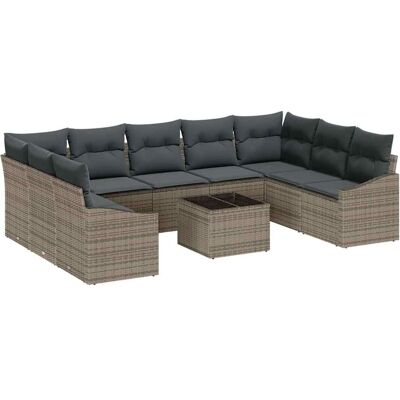 Vidaxl - Gartensofa Set 9 Stück mit Kissen aus Polyester Schwarz Vidaxl - Gartensofa Set 9 Stück mit Kissen aus Polyester Schwarz