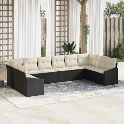 Vidaxl Gartensofa-Set - 10 Stück, Schwarzes Synthetisches Rattan Vidaxl Gartensofa-Set - 10 Stück, Schwarzes Synthetisches Rattan