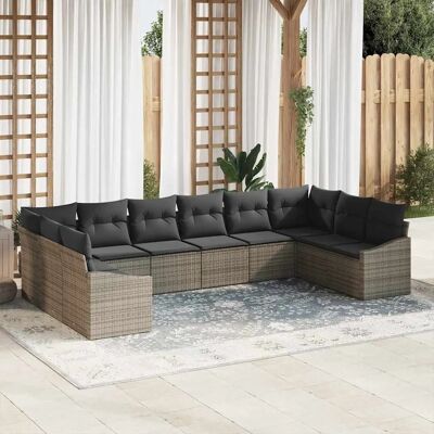 vidaXL Gartensofa-Set - 10-teiliges Modular Rattanmöbel vidaXL Gartensofa-Set - 10-teiliges Modular Rattanmöbel