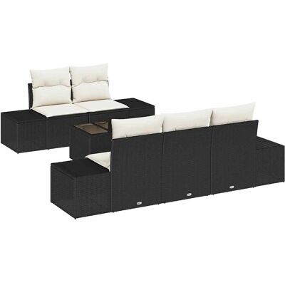 VidaXL Gartensofa-Set 6-teilig Schwarz/Crema - Gartenmöbel VidaXL Gartensofa-Set 6-teilig Schwarz/Crema - Gartenmöbel
