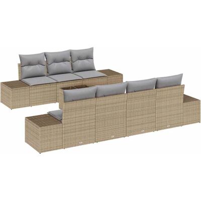 Zestaw Mebli Ogrodowych VidaXL - Beżowy Poly-rattan, 8 Elementów Zestaw Mebli Ogrodowych VidaXL - Beżowy Poly-rattan, 8 Elementów