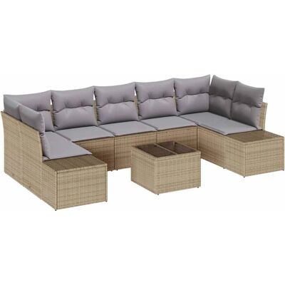 Beige Gartencouch-Set - 8-teiliges Rattanmöbelset Beige Gartencouch-Set - 8-teiliges Rattanmöbelset