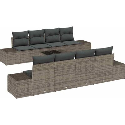 Marken 9-teiliger Graue Gartensofa-Set - Outdoor-Möbel Marken 9-teiliger Graue Gartensofa-Set - Outdoor-Möbel