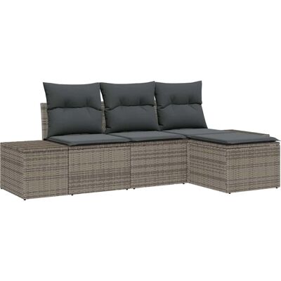 VidaXL Gartensofa-Set - 4-teilig mit Kissen - Grau - Gartenmöbel VidaXL Gartensofa-Set - 4-teilig mit Kissen - Grau - Gartenmöbel