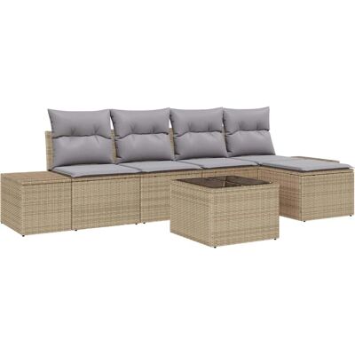 Beiges Modulares Gartensofa-Set - 6-teiliges Außenmöbel Beiges Modulares Gartensofa-Set - 6-teiliges Außenmöbel
