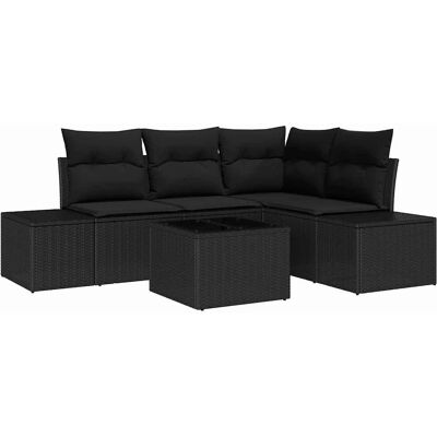 VidaXL Gartensofagarnitur - Beige 5-teiliges Modernes Rattan-Outdoor-Möbelset VidaXL Gartensofagarnitur - Beige 5-teiliges Modernes Rattan-Outdoor-Möbelset