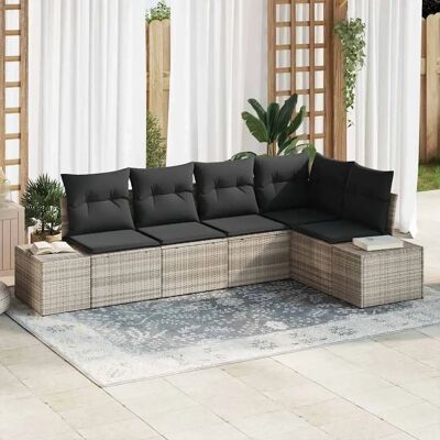 Vidaxl Gartensofa-Set - Modulares Synthetisches Rattan 5 Stück Grau Vidaxl Gartensofa-Set - Modulares Synthetisches Rattan 5 Stück Grau
