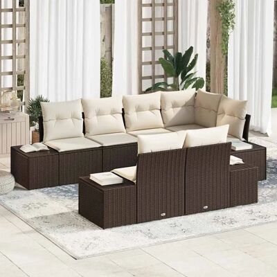 Generisches Gartensofa-Set - Outdoor, 7 Stück, Braun Rattan Generisches Gartensofa-Set - Outdoor, 7 Stück, Braun Rattan