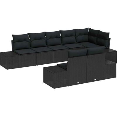 Vidaxl Gartensofagarnitur 8-teilig Schwarz Polyrattan - Gartenmöbel Vidaxl Gartensofagarnitur 8-teilig Schwarz Polyrattan - Gartenmöbel