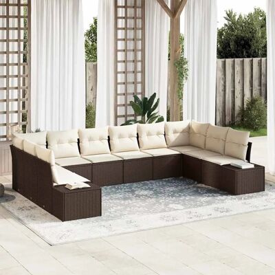 vidaXL Gartensofa-Set - 10-teiliges Rattan-Möbelset vidaXL Gartensofa-Set - 10-teiliges Rattan-Möbelset