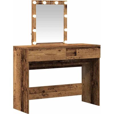 Vidaxl Rustikale Schminktisch mit Spiegel & LED-Beleuchtung Vidaxl Rustikale Schminktisch mit Spiegel & LED-Beleuchtung