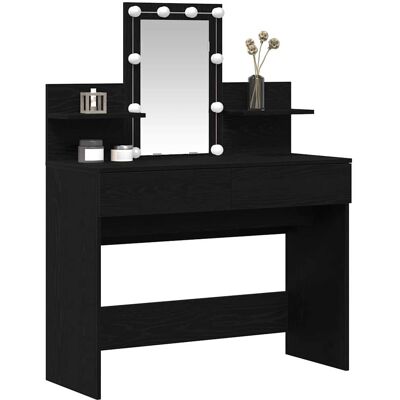 Vidaxl Nachttisch aus schwarzer Eiche mit LED und Spiegel Vidaxl Nachttisch aus schwarzer Eiche mit LED und Spiegel