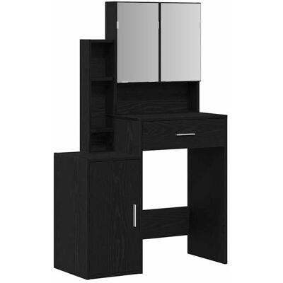 vidaXL Schwarze Eiche LED-Spiegel Schminktisch - Schminktisch vidaXL Schwarze Eiche LED-Spiegel Schminktisch - Schminktisch