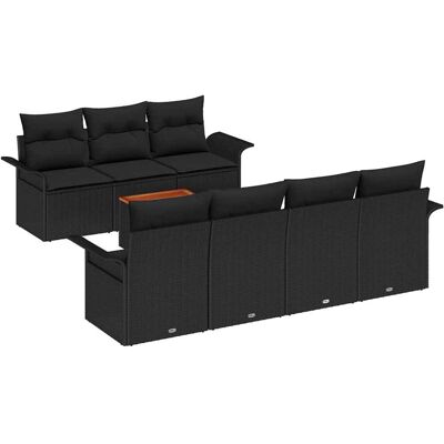 Vidaxl Gartensofagarnitur - 8-tlg. Schwarz Poliratán Vidaxl Gartensofagarnitur - 8-tlg. Schwarz Poliratán