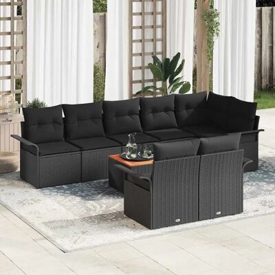 Schwarzes Gartensofa-Set - 9-teiliges Outdoor-Möbelset Schwarzes Gartensofa-Set - 9-teiliges Outdoor-Möbelset