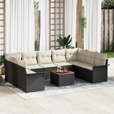 Schwarzes Gartensofaset - 10 Stück mit Kissen Schwarzes Gartensofaset - 10 Stück mit Kissen