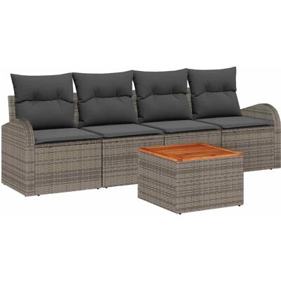 Merk Model - 5-delig Grijs Rattan Tuinbankenset Merk Model - 5-delig Grijs Rattan Tuinbankenset